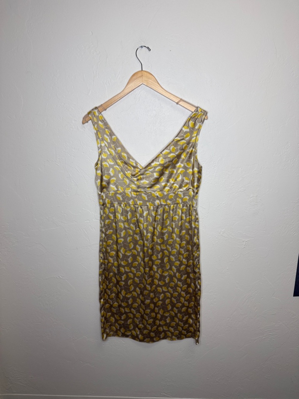Diane Von Furstenberg Yellow and Taupe Patterned Midi Dress